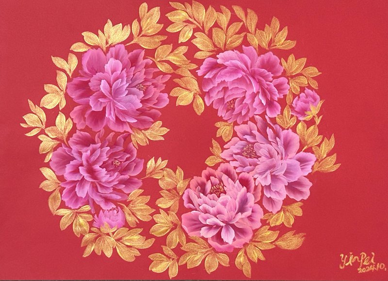 喜庆红光 牡丹节庆纪念 开运原作手绘挂画 - 海报/装饰画/版画 - 纸 
