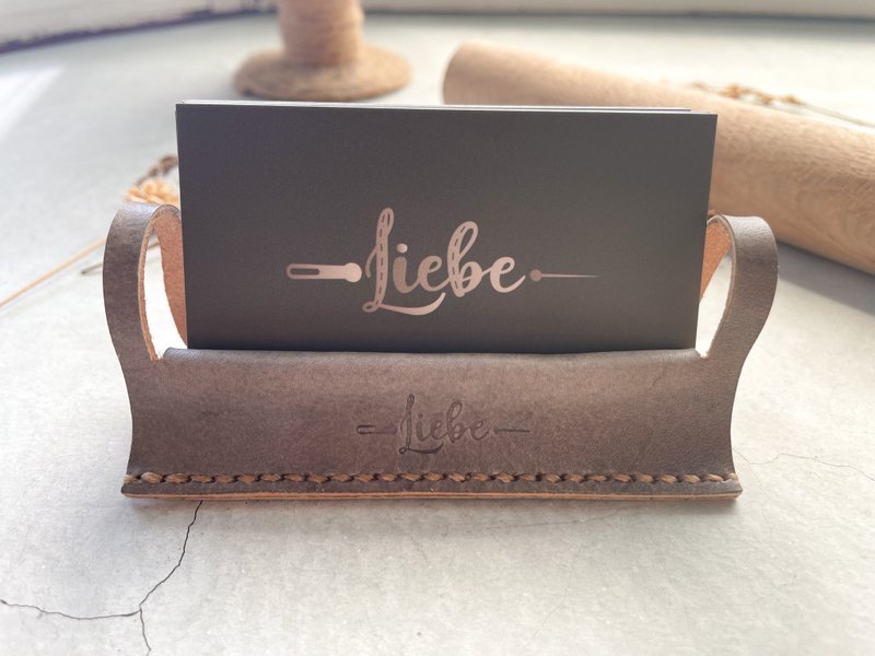 皮革名片架 手工制作意大利植鞣革名片座 名片收纳 - 名片架/名片座 - 真皮 