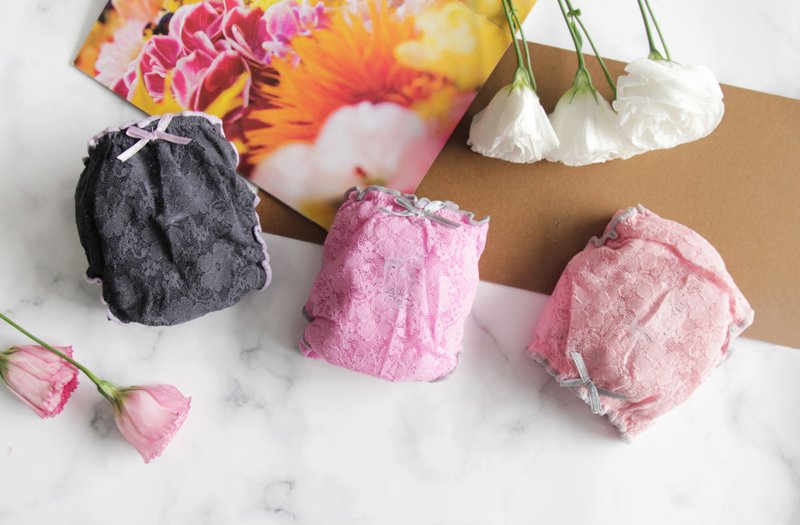 【迎良缘】甜美云朵泡芙裤・拉歇尔蕾丝・台湾制 - 女士内衣裤 - 尼龙 粉红色