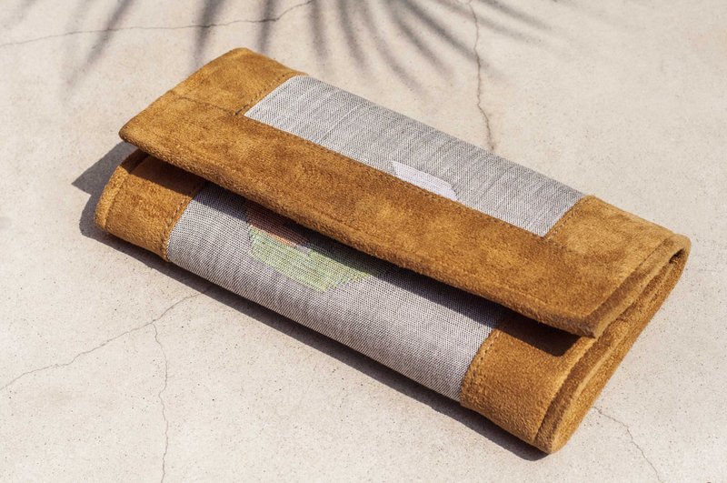 皮革长夹 长皮夹 零钱包 编织皮夹-印地安几何图腾 麂皮真皮皮夹 - 皮夹/钱包 - 真皮 多色