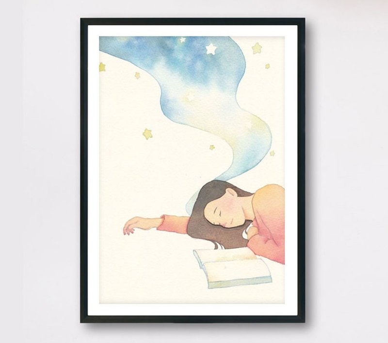 慢活女孩 - 歇息/ 印刷画 (送纸画框) - 海报/装饰画/版画 - 纸 白色