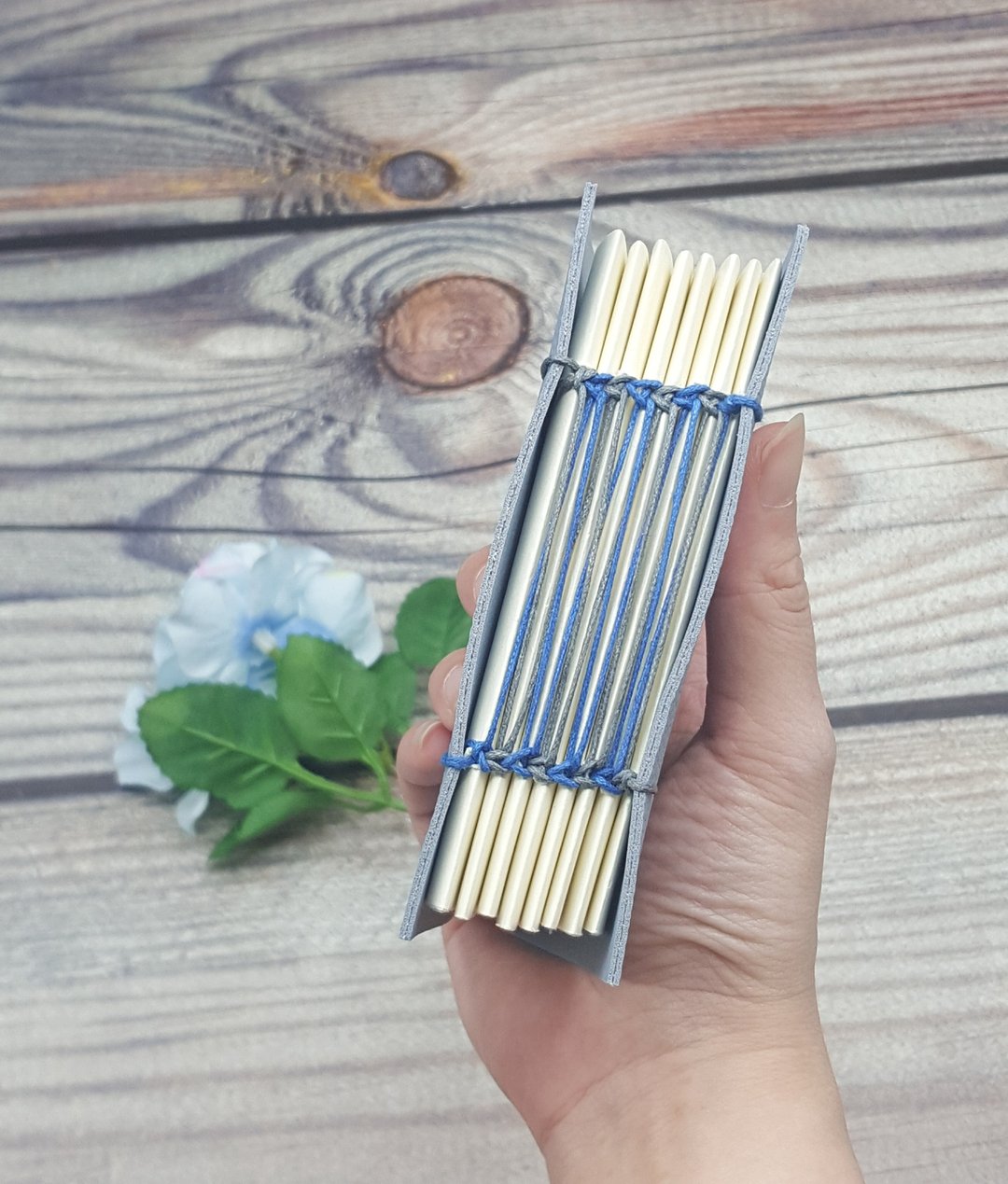 手作质感迷你笔记本，Cotton Weave 编织纹理，浅蓝色仿皮革封面 - 笔记本/手帐 - 人造皮革 