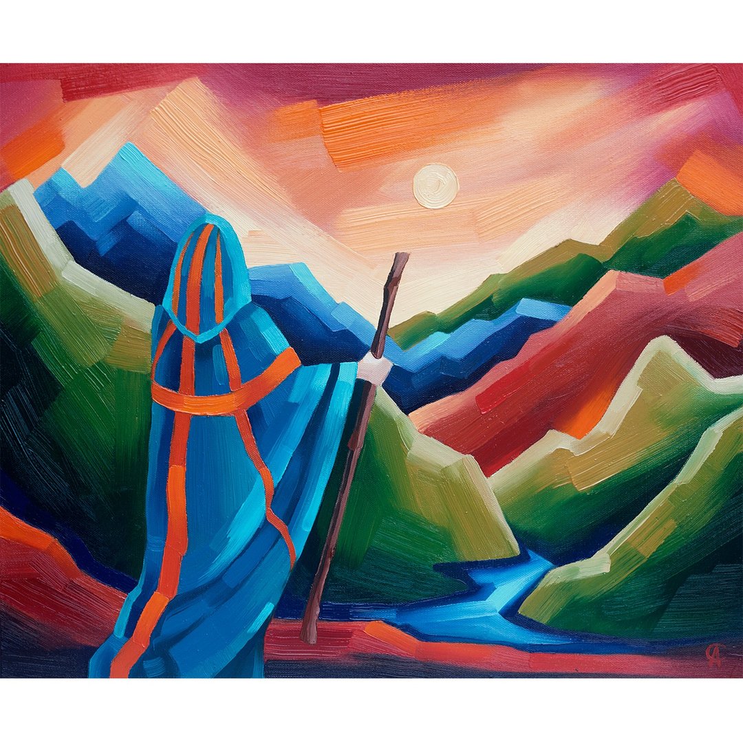 旅行者画山原创艺术抽象景观艺术品40 x 50厘米 - 海报/装饰画/版画 - 其他材质 红色