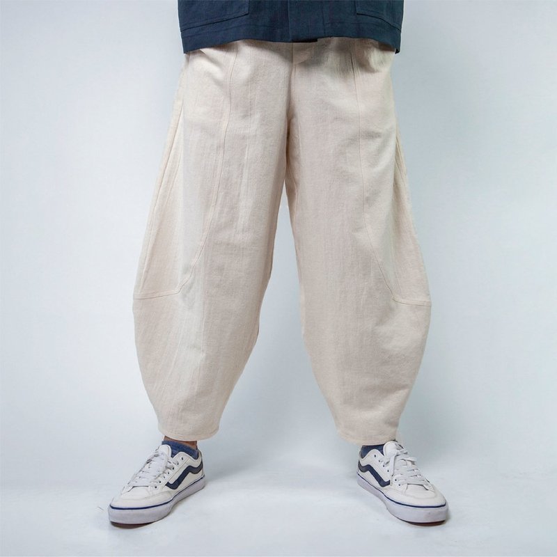 弯刀裤  天然棉麻 | 胚色 - 女装长裤 - 棉．麻 