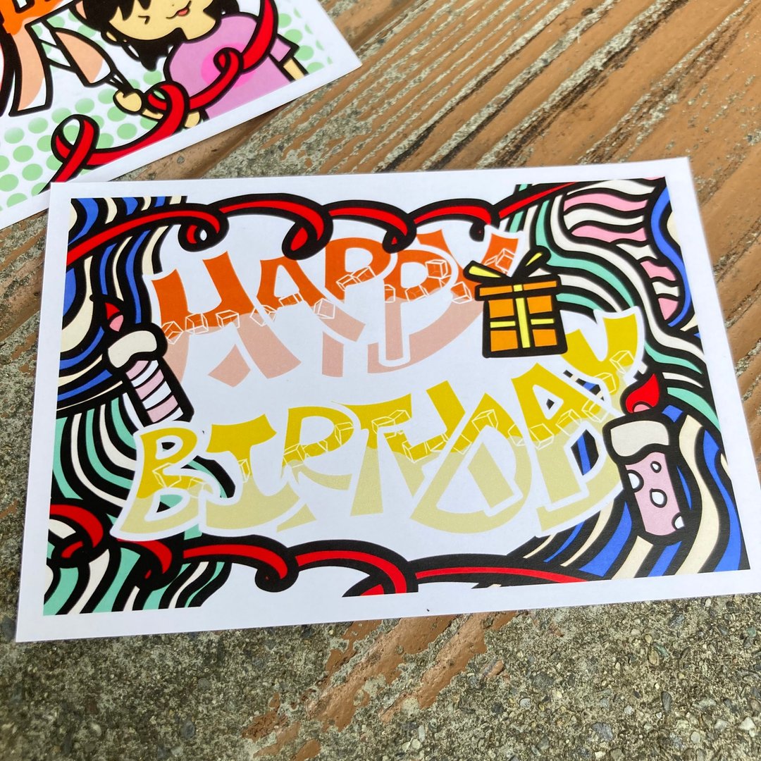 生日卡片-生日派对 两种款式 - 卡片/明信片 - 纸 多色