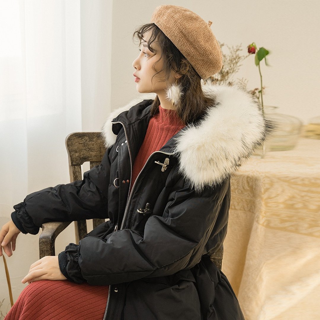 貉子毛领白鸭绒羽绒服女短款冬新款小个子面包服外套 - 女装休闲/机能外套 - 其他材质 
