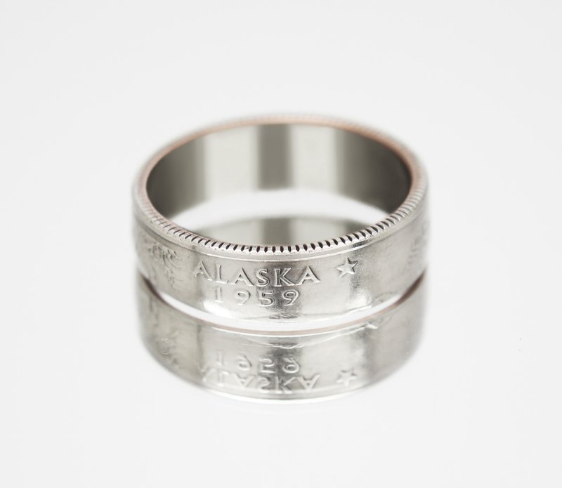 USA Coin Ring 25 cents 2008 Alaska coin rings for men coin rings for women - 戒指 - 其他金属 