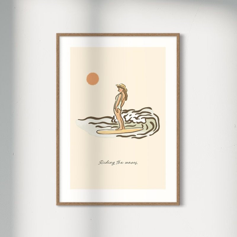 Riding the waves 印刷画作 墙壁装饰 - 海报/装饰画/版画 - 纸 白色