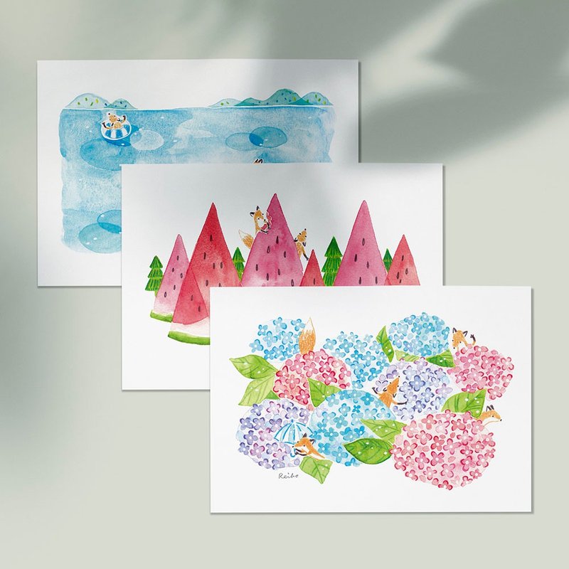 凉夏小狐狸 | 明信片组(三入一组) - 卡片/明信片 - 纸 