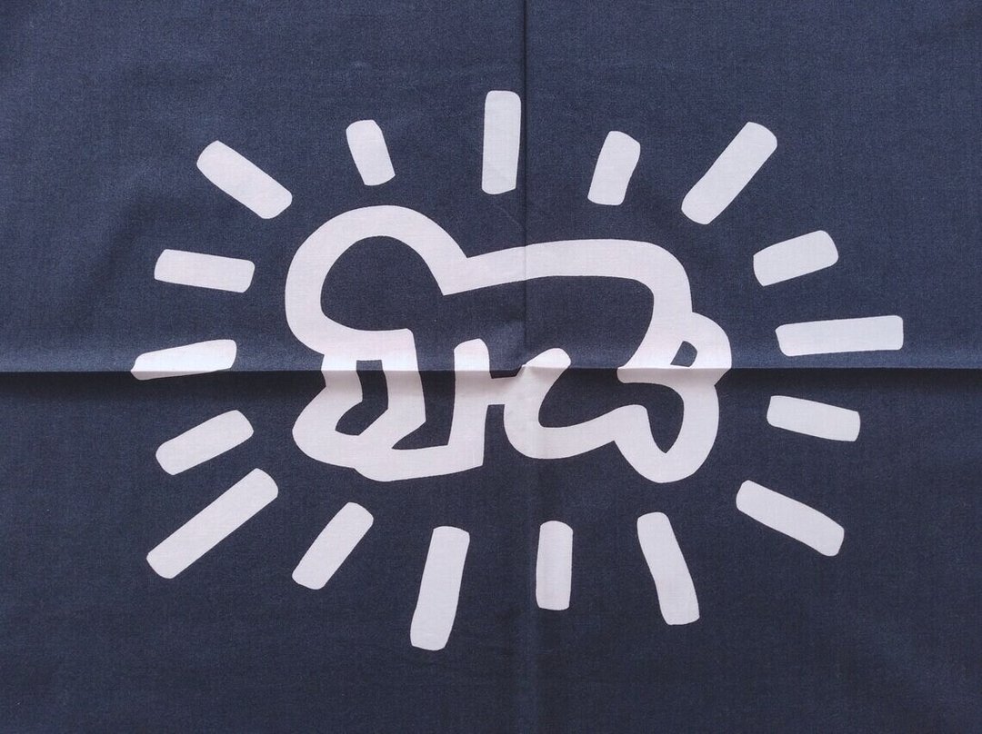 Radiant Baby Estate Keith Haring 复古蓝色头巾 22 x 22 英寸 - 丝巾 - 棉 蓝色