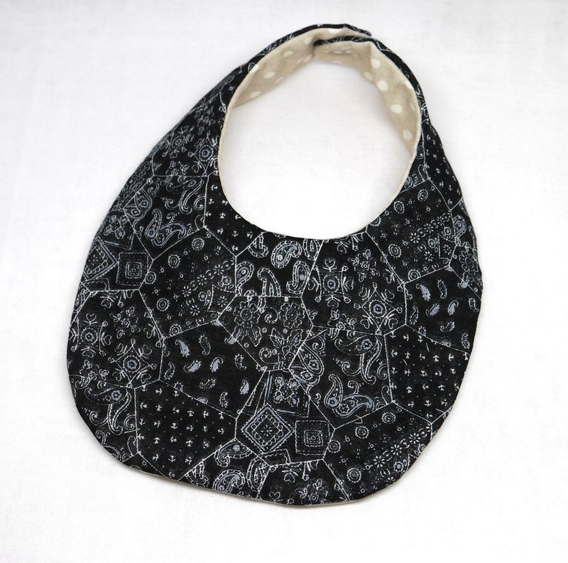 Japanese Handmade 8-layer- gauze Baby Bib - 围嘴/口水巾 - 棉．麻 黑色