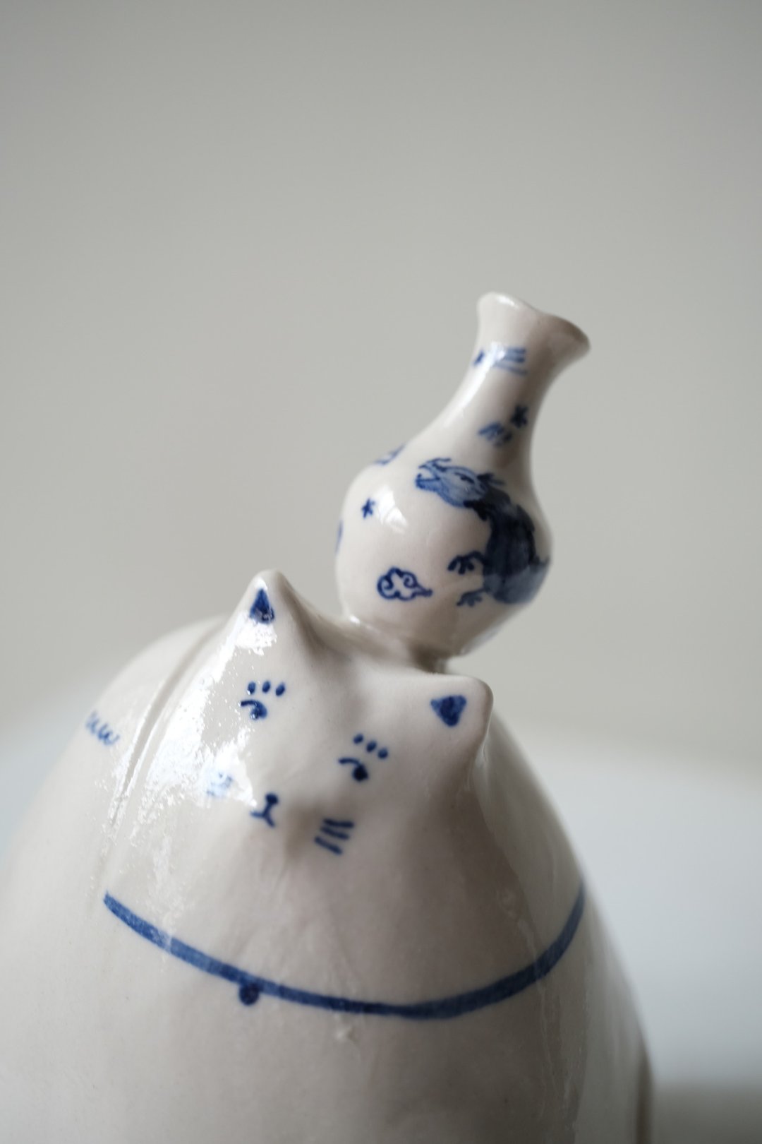 青花瓷招财猫 - 花瓶/陶器 - 其他材质 蓝色