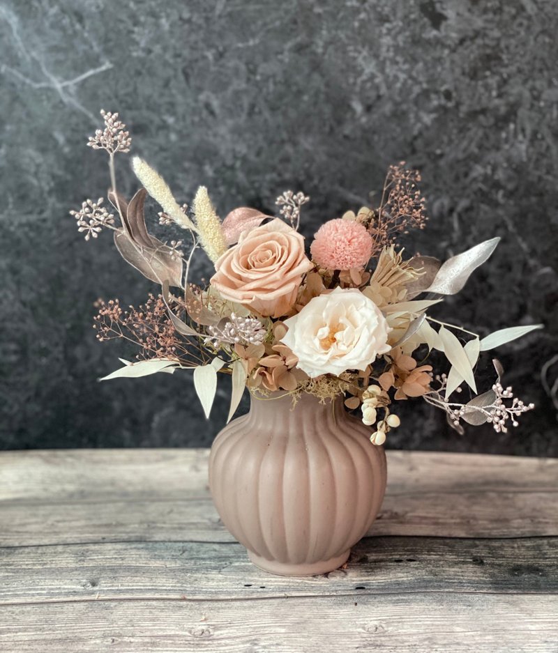 时尚金流沙玫瑰盆花新年盆花 新年礼物 新年手作花艺 新年花艺 2021年 - 植栽 - 植物．花 