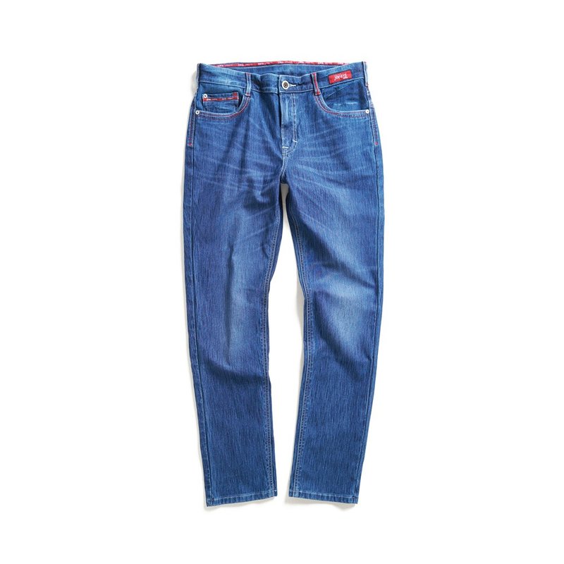 EDWIN 男款 加大码 东京红 迦绩弹力机能小直筒牛仔裤 (拔洗蓝) - 男士长裤 - 棉．麻 蓝色