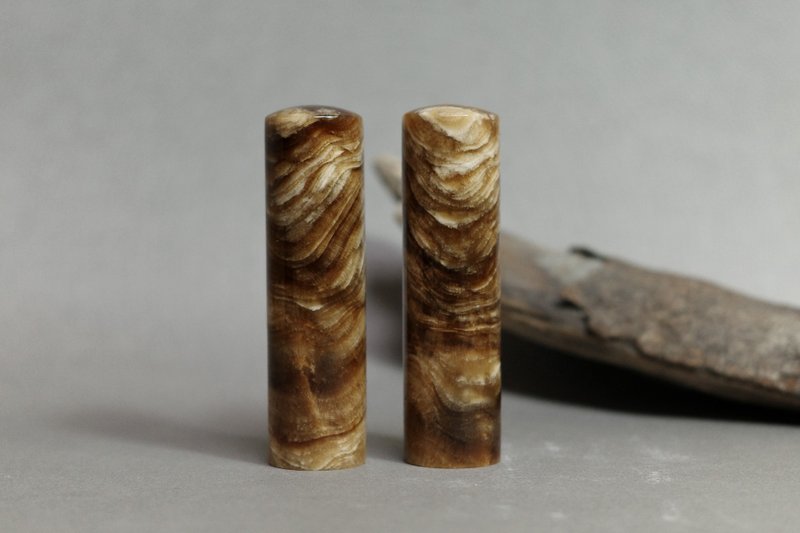 【好石多磨】虎皮玉石_玉石印章_夫妻结婚对_圆章 - 印章/印台 - 玉石 咖啡色