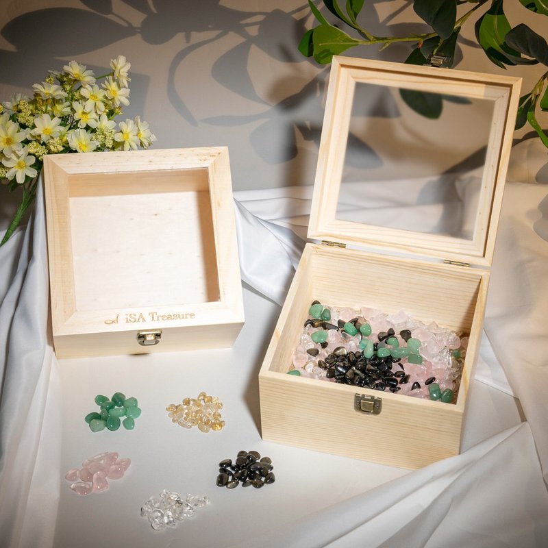 五行碎石净化盒 | 东陵玉 | 粉晶 | 钛晶 | 白水晶 | 黑曜石 - 摆饰 - 水晶 多色