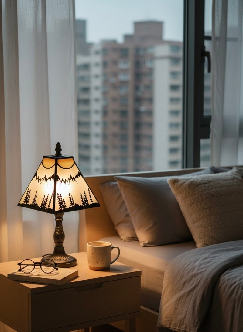 山林秘境微光 | 手工复古镶嵌玻璃桌灯 - 灯具/灯饰 - 玻璃 银色