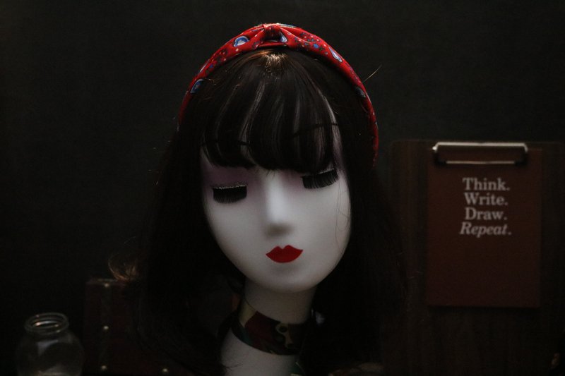 红色复古真丝发箍发带高质感发饰 - 发带/发箍 - 丝．绢 红色