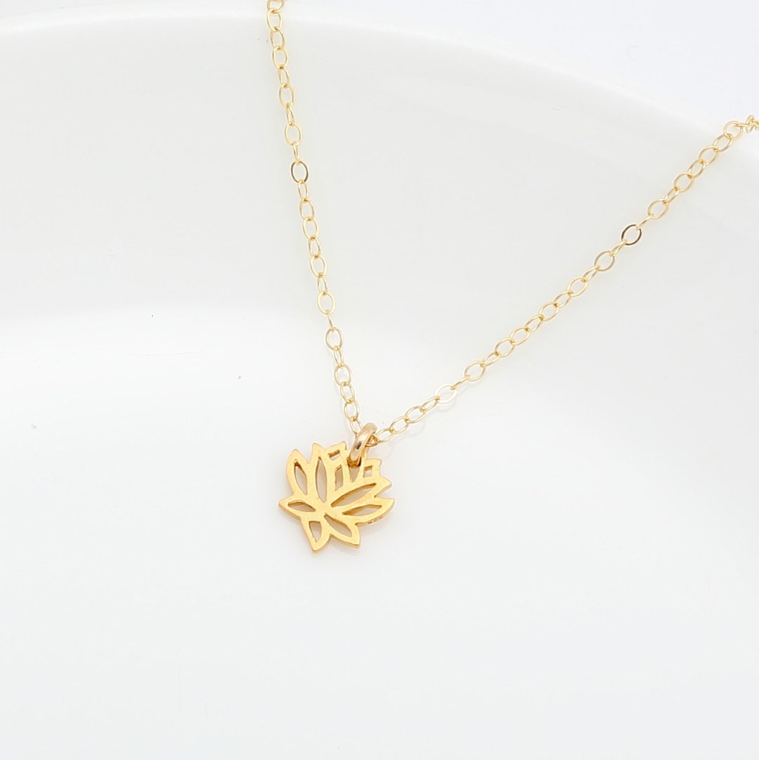 【Angel & Me】爱莲 莲花 s925 纯银厚镀 24k 纯金 项链 礼物 - 项链 - 纯银 金色