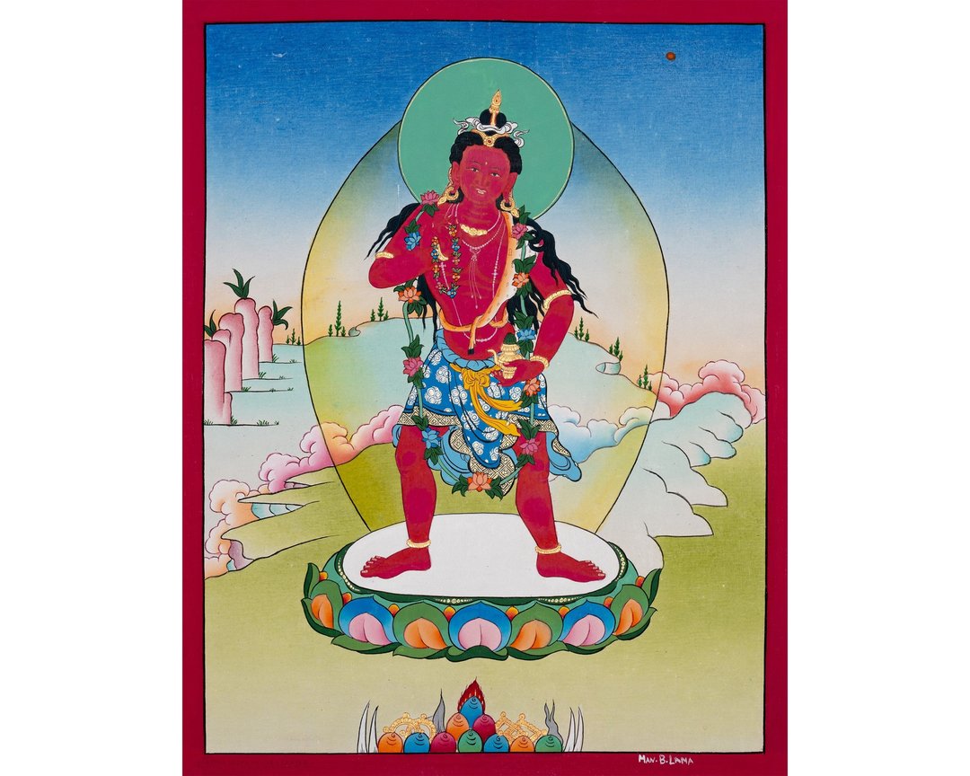 红色观音唐卡 精美的藏族画作 代表慈爱与能量 - 墙贴/壁贴 - 其他材质 多色