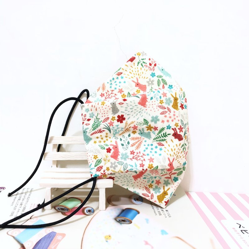 彩兔花园/成人.儿童.幼幼.立体服贴布口罩.有鼻梁压条.可放滤材 - 口罩 - 棉．麻 白色