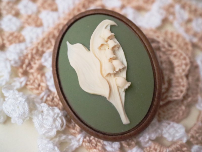 浮雕胸针项链铃兰绿铃兰铃兰铃兰铃兰幸福再来纯洁贞洁圣母玛利亚绿色 - 胸针 - 其他材质 绿色