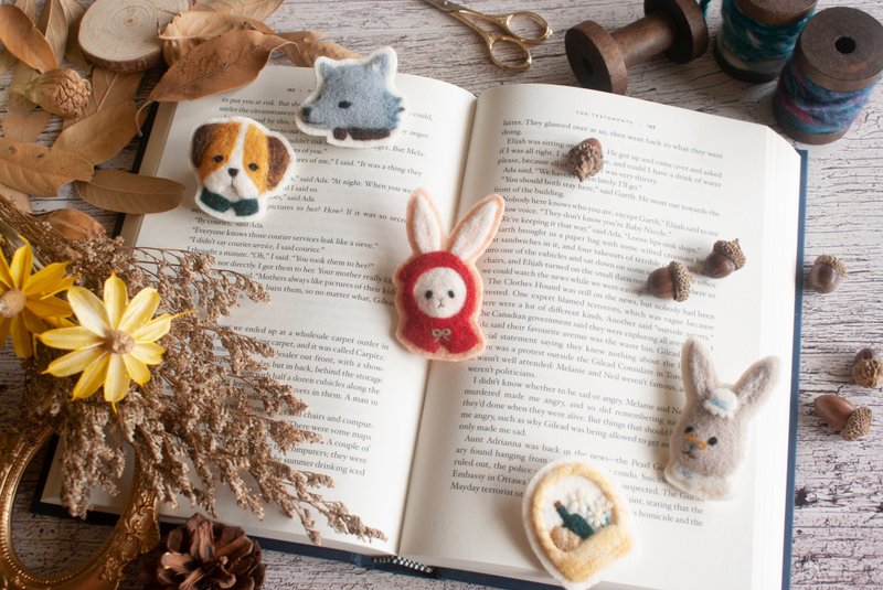 小红帽与调皮的大野狼 别针 可改磁铁 - 徽章/别针 - 羊毛 多色