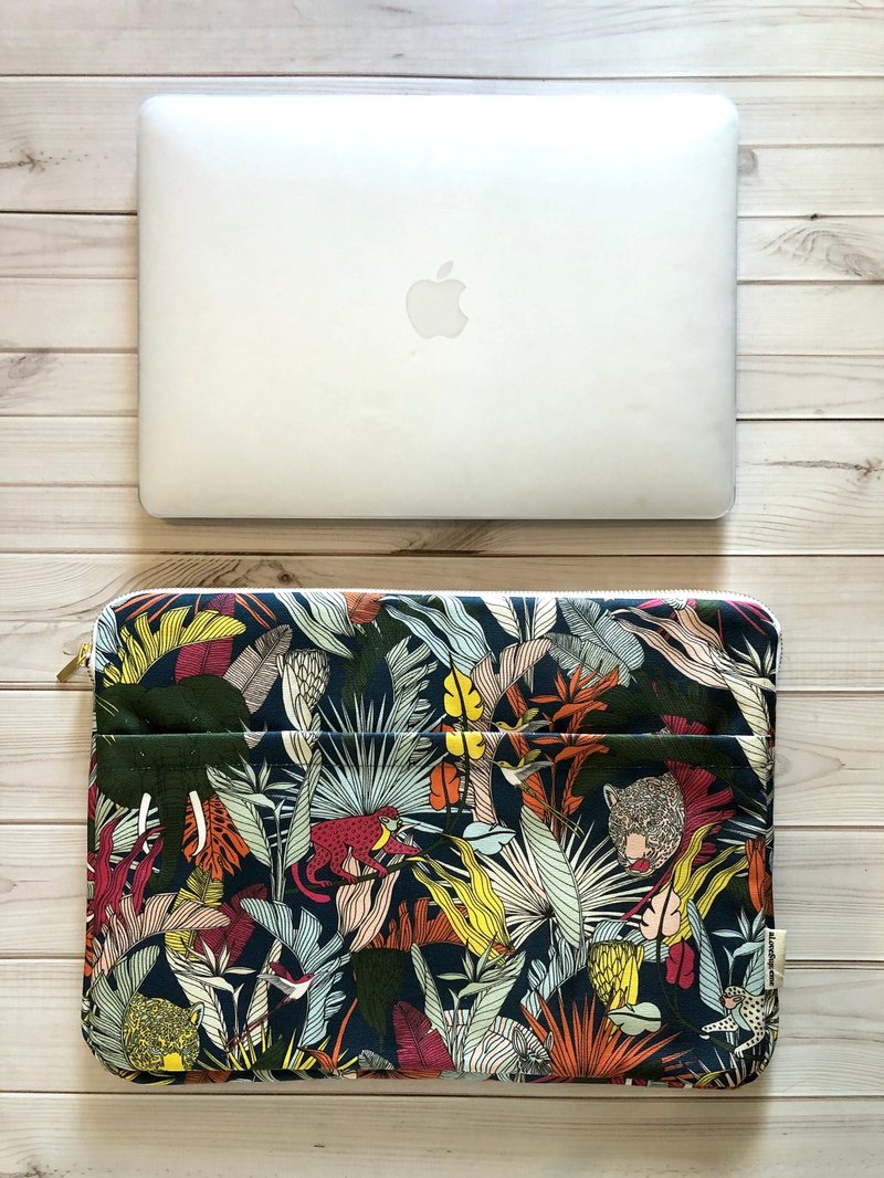 台湾独家aLovesupreme13寸电脑保护套_铁灰非洲草原_含前置口袋 - 电脑包 - 棉．麻 