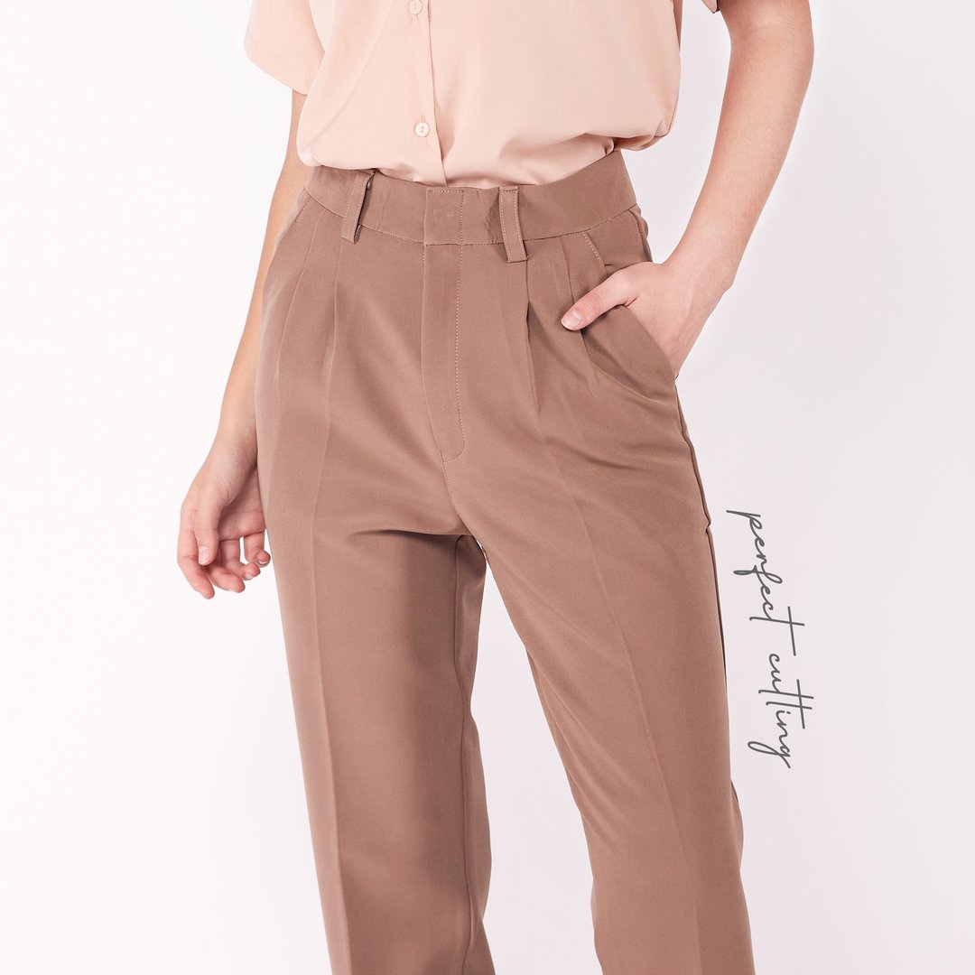 Premium Pants  焦糖色 - 女装长裤 - 环保材料 白色