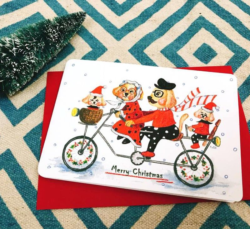 圣诞卡-开开心心过圣诞B款 - 卡片/明信片 - 纸 红色