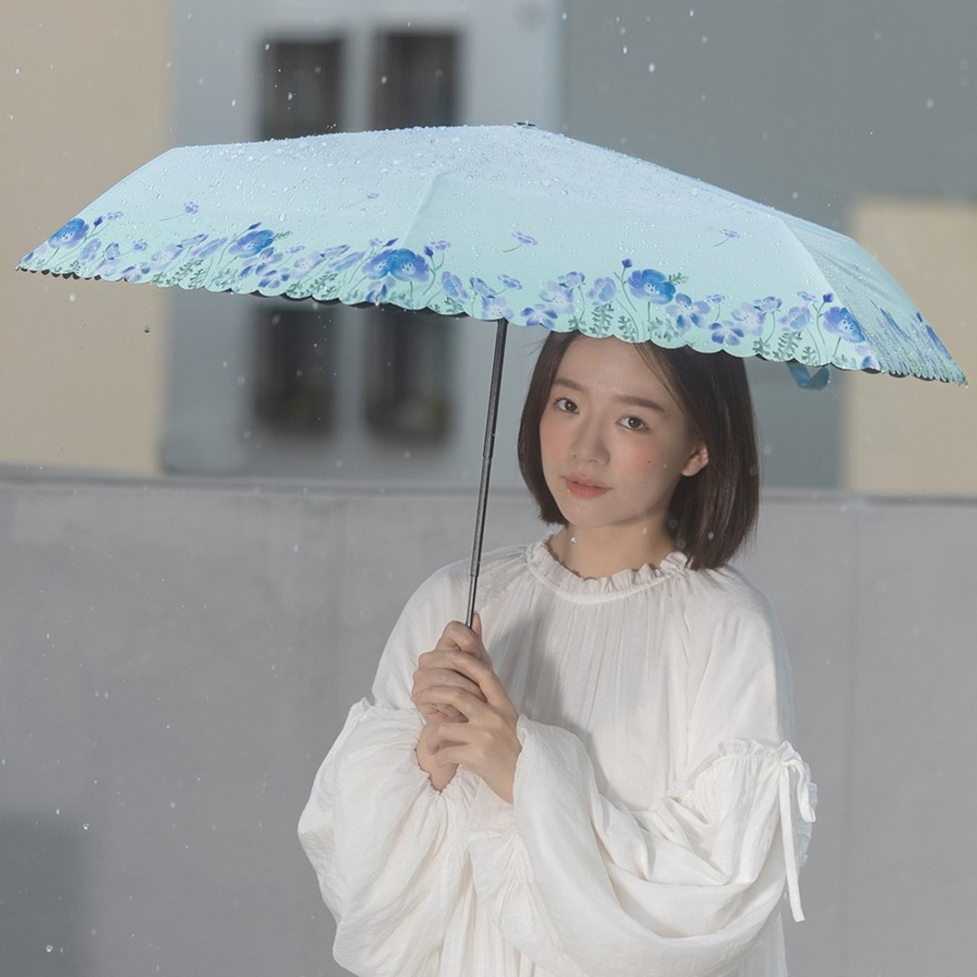 【rento】全遮光防晒迷你伞-彩蝶 - 雨伞/雨衣 - 防水材质 蓝色