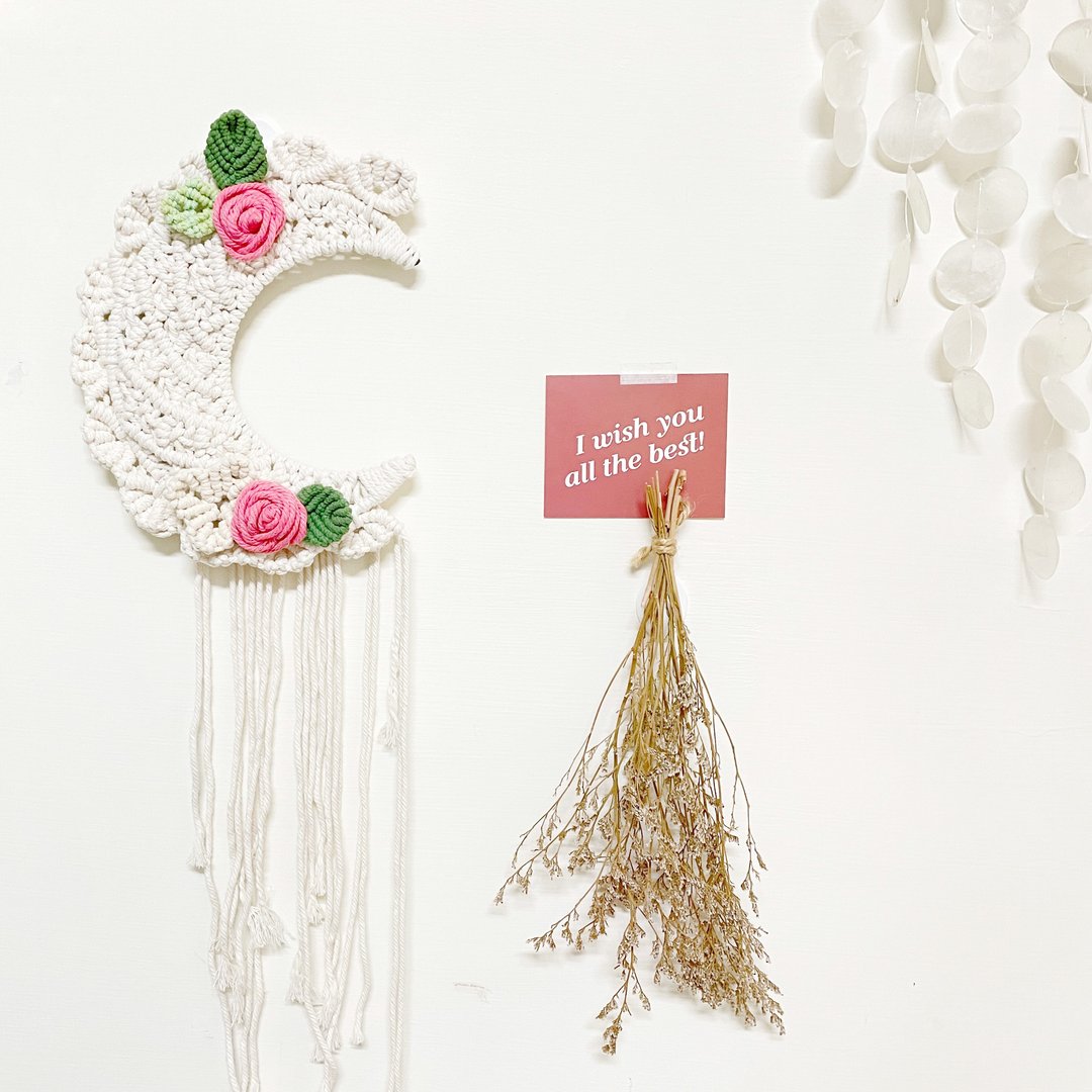 Macrame 月亮花边挂饰 挂毯【 Macrame Moon  Wall Hanging】 - 摆饰 - 棉 