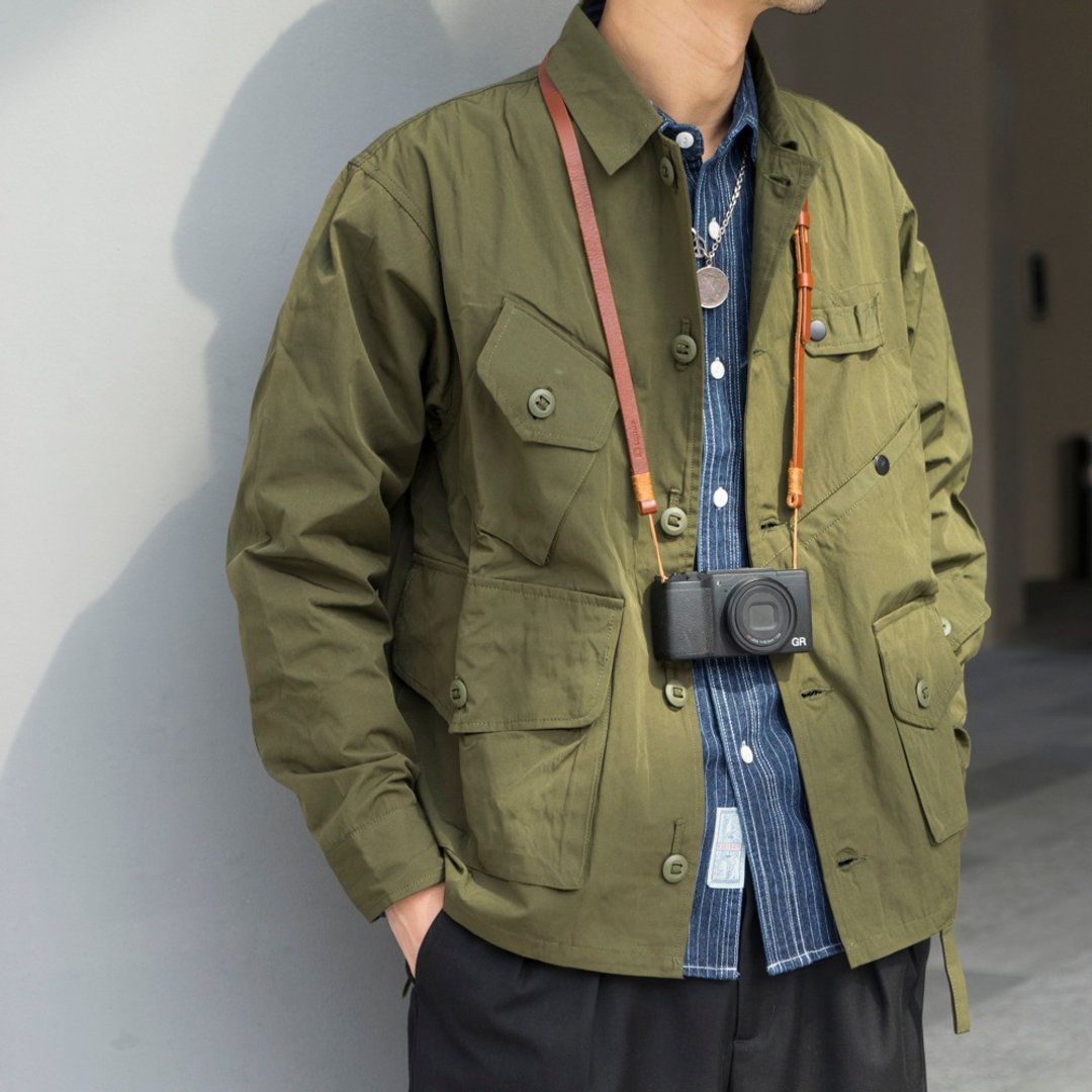 Lab store 户外机能 日系搭配多口袋风衣夹克外套 fishing jacket - 女装西装外套/风衣 - 尼龙 绿色