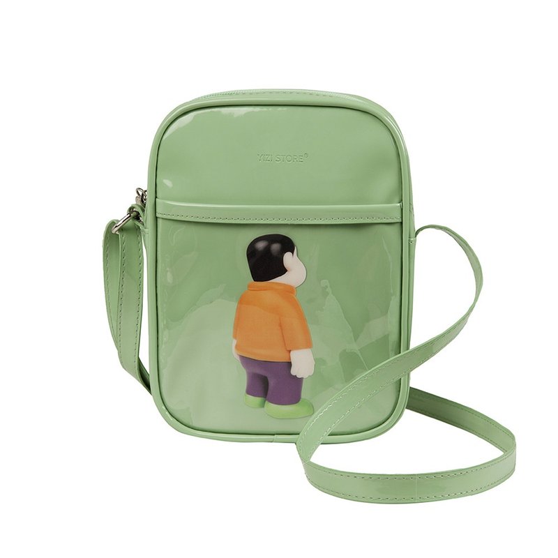 YIZISTORE原創夏季新款PU印花斜挎包女可愛文藝小方包休閑單肩包 - 侧背包/斜挎包 - 其他材质 