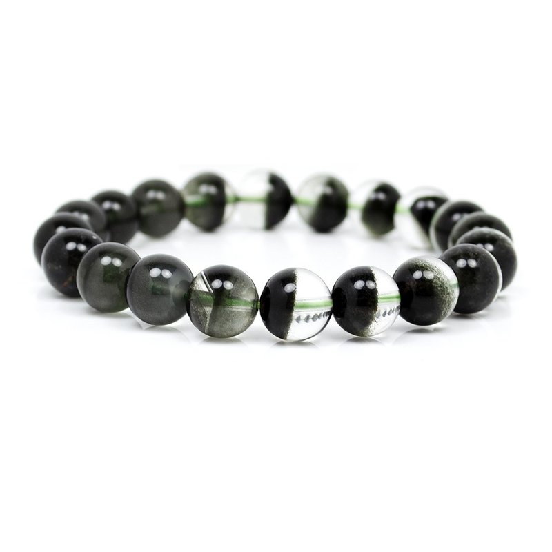 绿幽灵 顶级聚宝盆绿幽灵 9mm 正财开运水晶 绿幽灵手珠 - 手链/手环 - 水晶 绿色