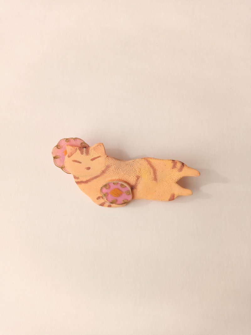 Henteco brooch cat - 胸针 - 塑料 咖啡色