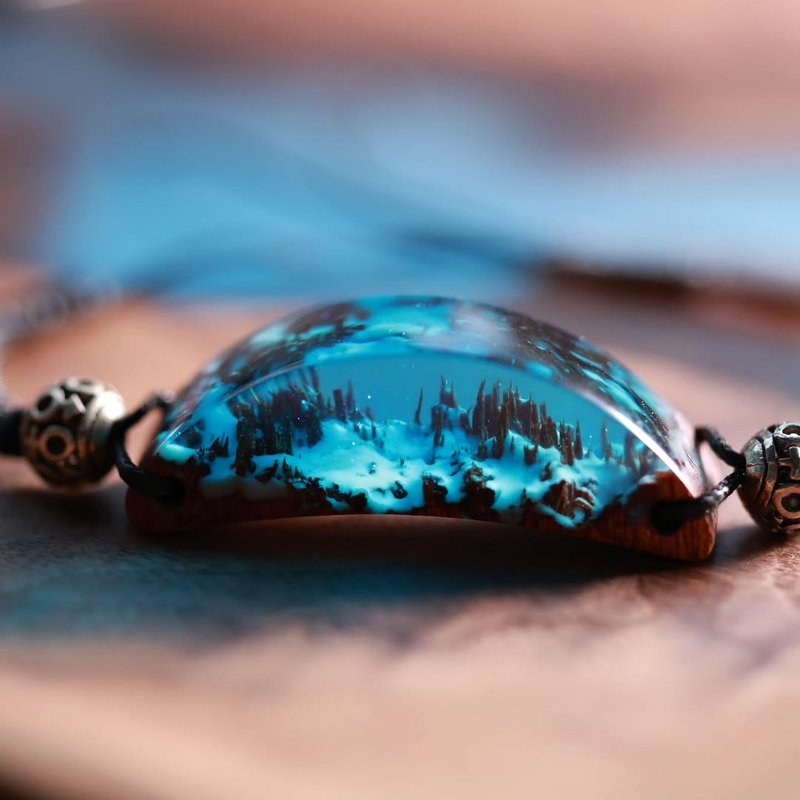 魔法森林、手工树脂手环、可调式设计、轻盈波希风、极简风格饰品 - 手链/手环 - 树脂 白色