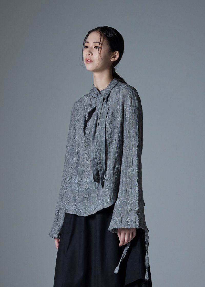 绑带领衬衫 - 女装衬衫 - 棉．麻 多色