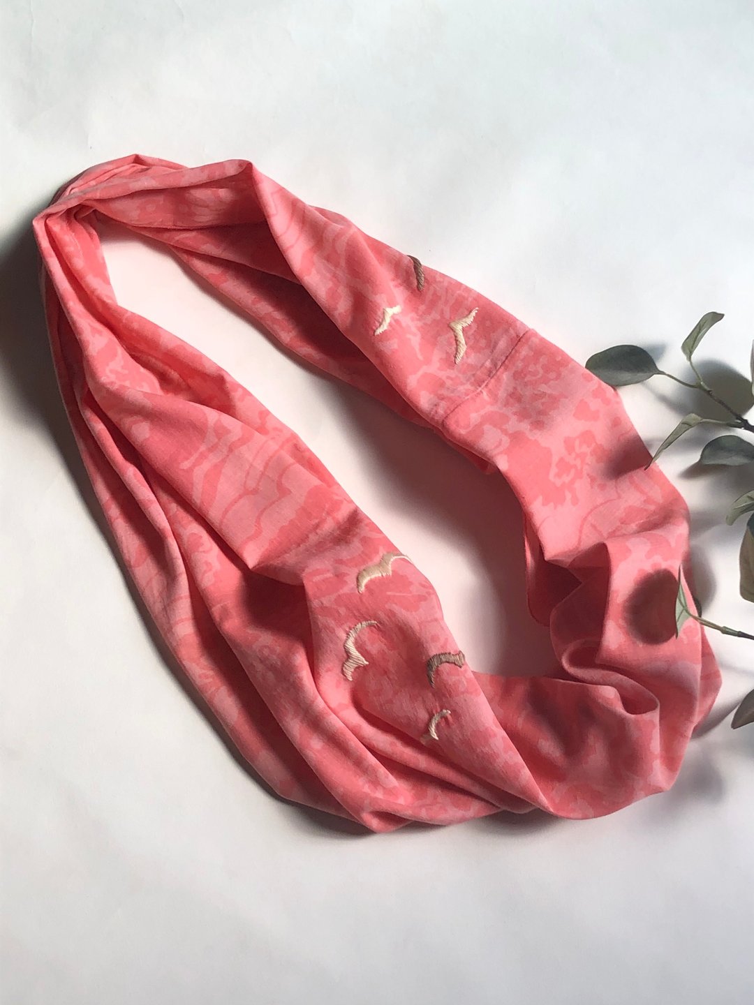 Washable soft cotton snood shawl pink - 丝巾 - 棉．麻 粉红色
