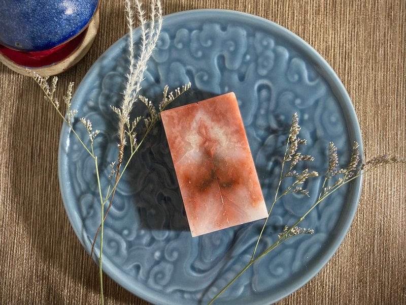 手工刻印定制对章 • 姓名方章 • 老挝石印章 壹 - 印章/印台 - 石头 红色