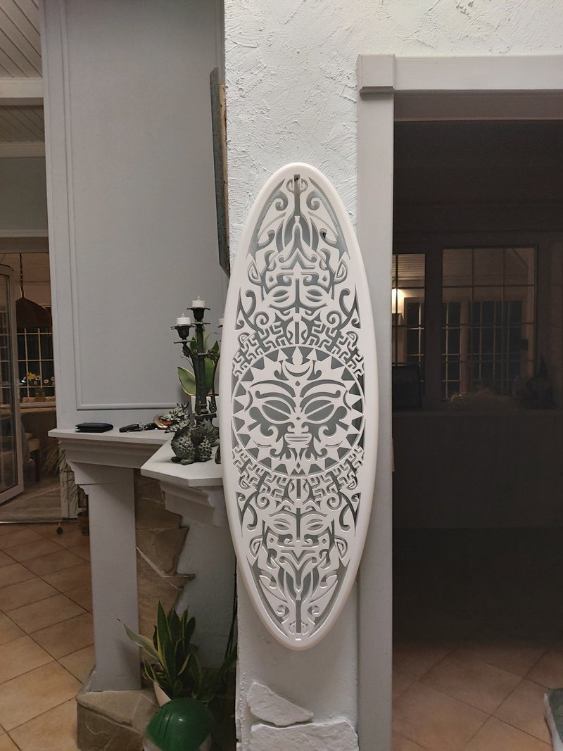 Maori style wooden 3D carved ceiling chandelier for surfing beach themed decor - 灯具/灯饰 - 木头 