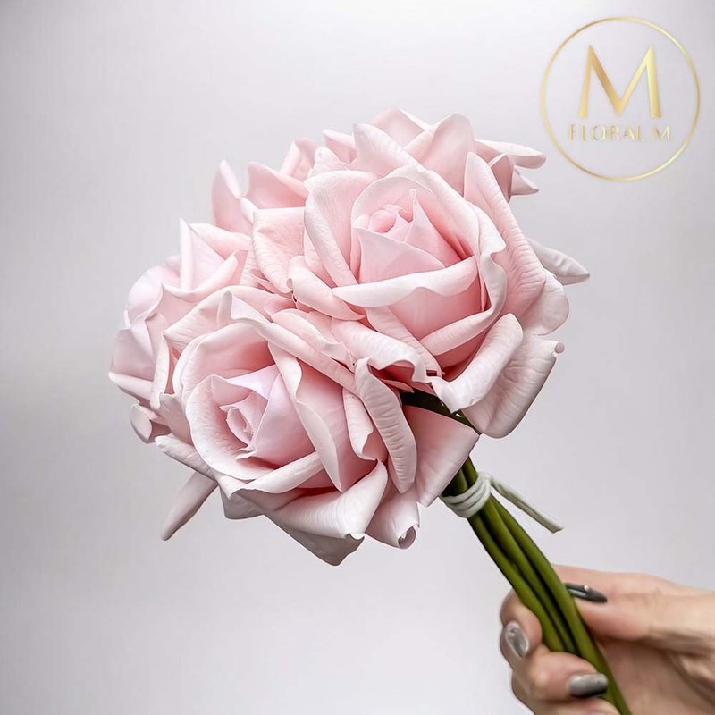 手感保湿安娜玫瑰气质粉仿真花材(5入组) - 摆饰 - 塑料 黄色