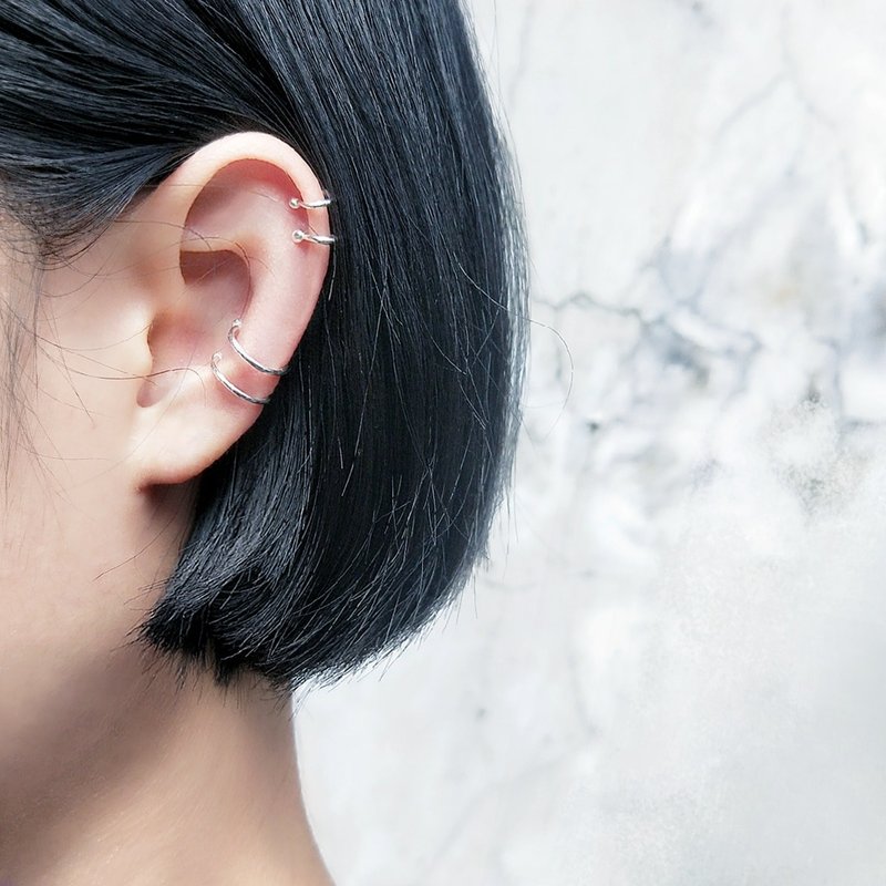 │简约│双圈纯银耳夹 • 耳骨夹 • 设计师原创 - 耳环/耳夹 - 其他金属 