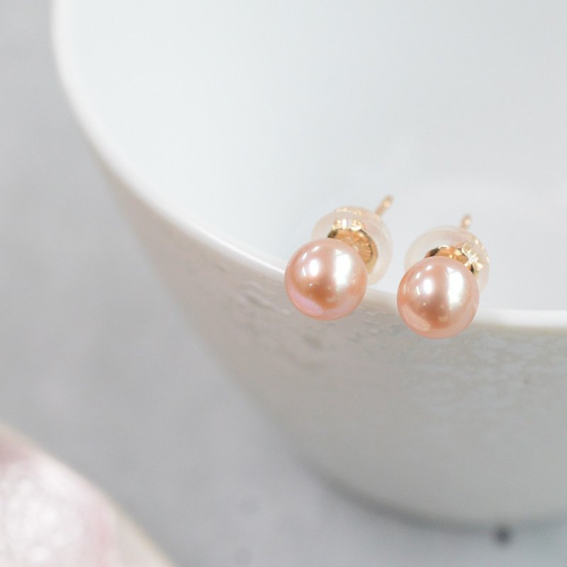 淡水珍珠(橙、紫)耳环 日本制造 耳夹耳环 4.0mmUP - 耳环/耳夹 - 珍珠 