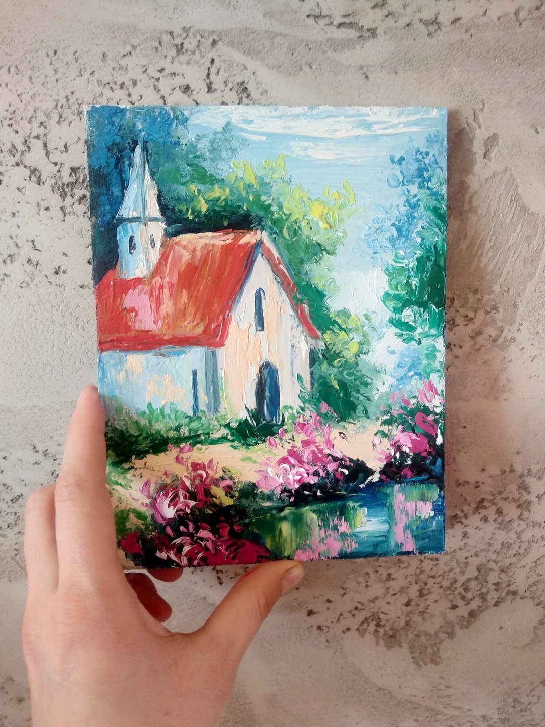 House painting. Original art. Painting wall art. Flower abstract painting. - 墙贴/壁贴 - 其他材质 绿色