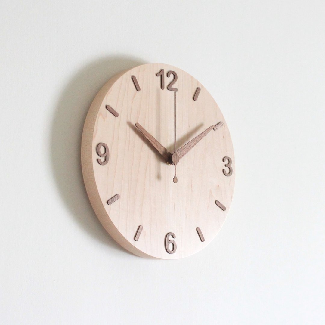 CLOCK_26 Quarter 实木静音 挂钟 时钟 台湾限量手作 硬枫木 - 时钟/闹钟 - 木头 咖啡色