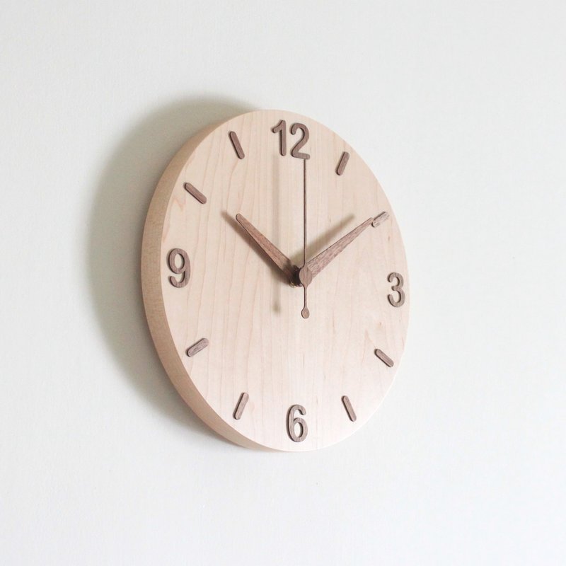 CLOCK_26 Quarter 实木静音 挂钟 时钟 台湾限量手作 硬枫木 - 时钟/闹钟 - 木头 咖啡色