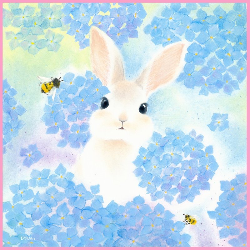 无尽夏兔子／蓝色／丝巾／围巾／方巾 - 丝巾 - 丝．绢 