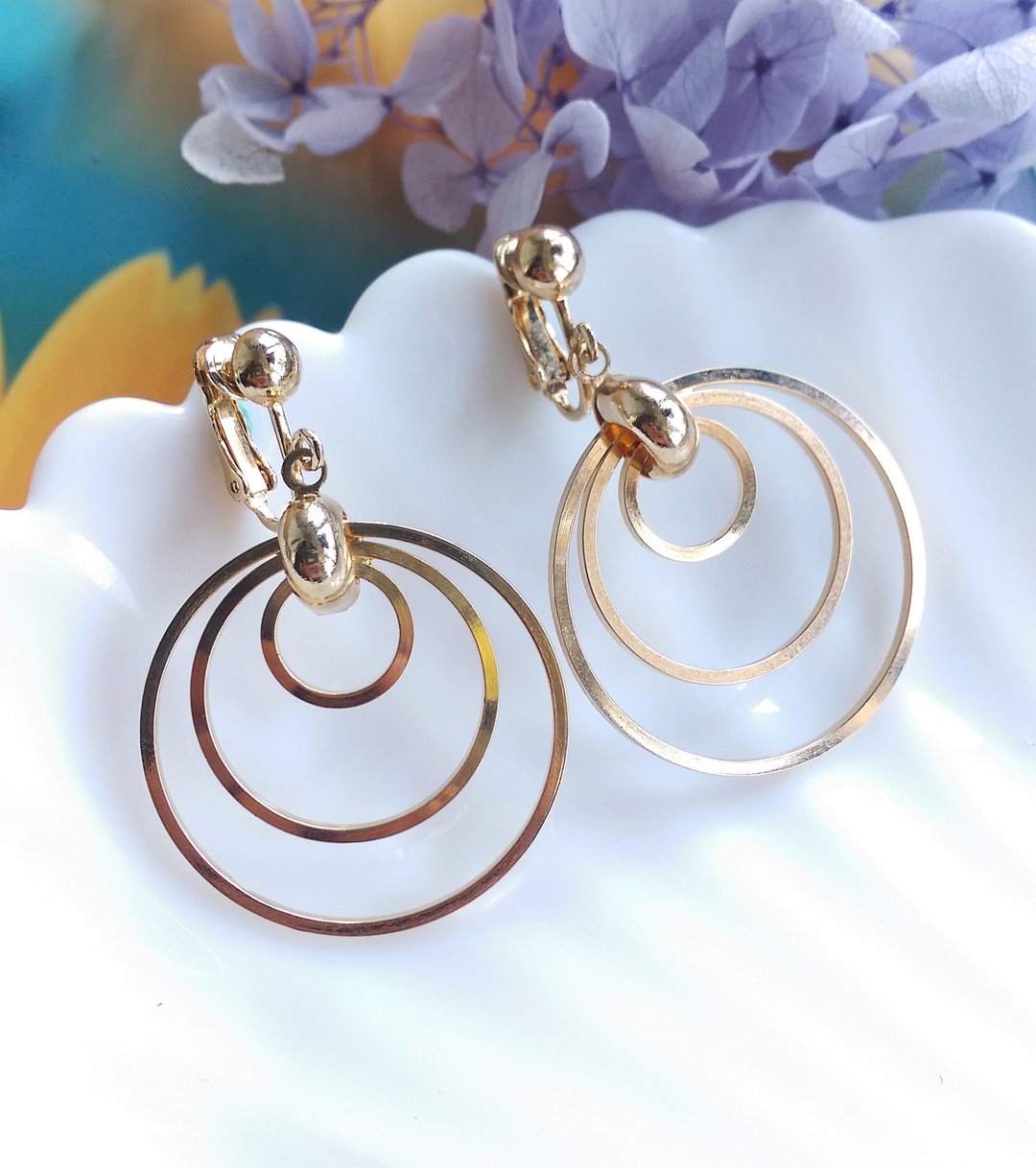 Vintage Jewelry 西洋古董饰品 SARAH COV  复古经典款 夹式耳环 - 耳环/耳夹 - 其他金属 金色