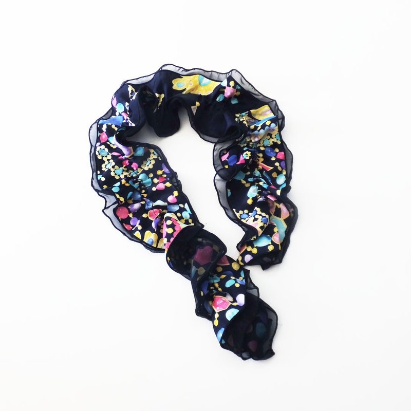 可爱的荷叶边围巾 - 丝巾 - 聚酯纤维 蓝色